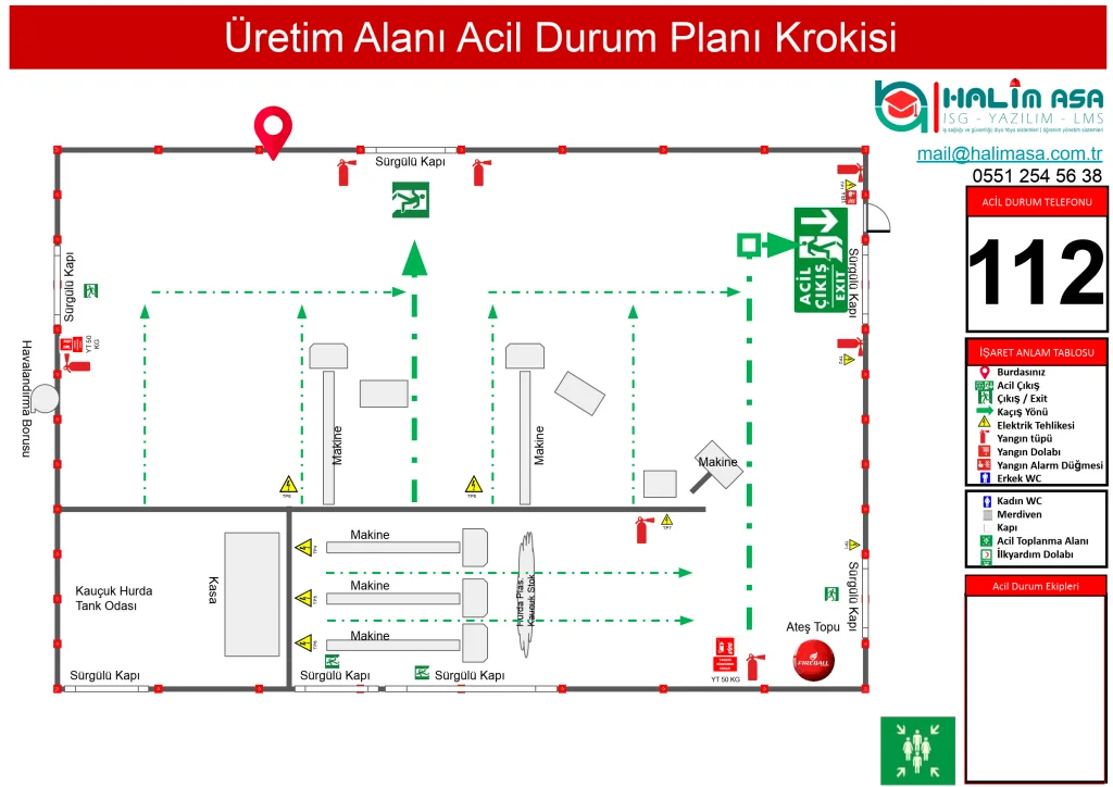 acil durum krokisi üretim alanı vaziyet planı