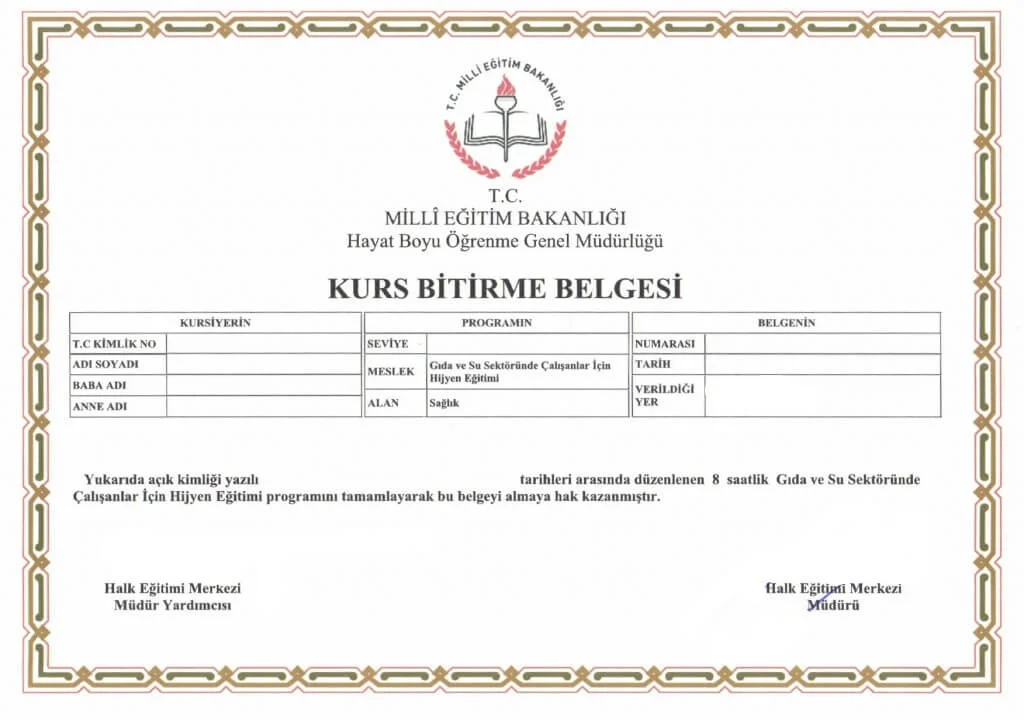 hijyen eğitim sertifikası, bursa hijyen belgesi nereden alınır